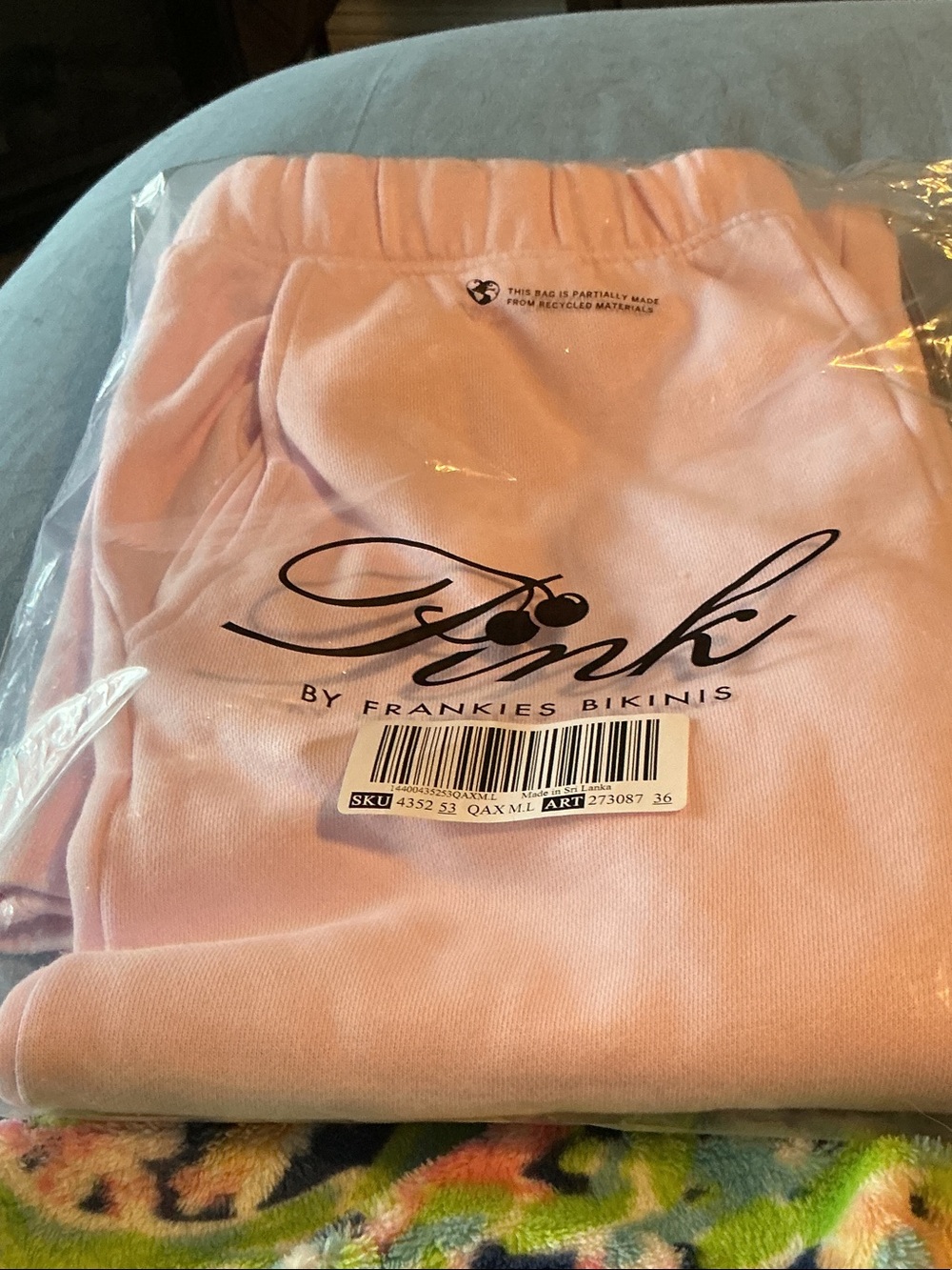 Berry fleece sweatpants by Frankies Bikinis Pink Logo
